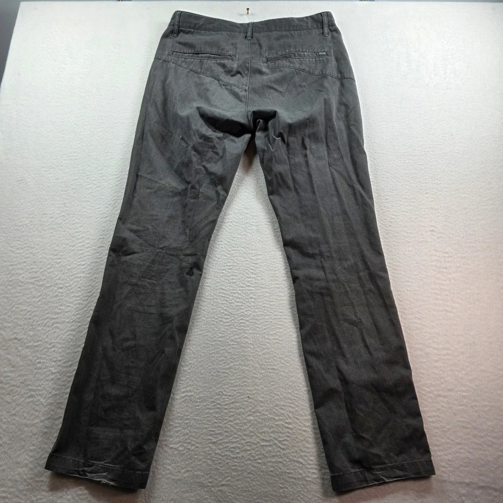 Volcom Chino Pants Mens 30 Charcoal Grey‎ Slim Straight Faded Distressed Skater